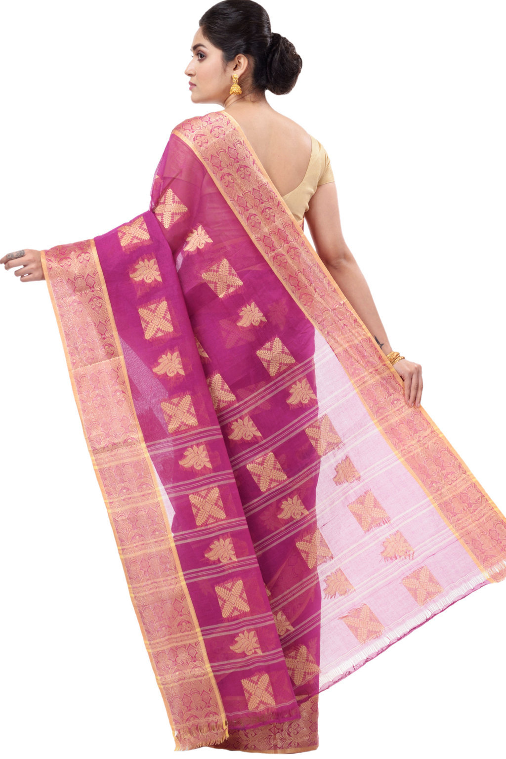 Purple Pure Cotton Suparna Buti Tant Saree (757)